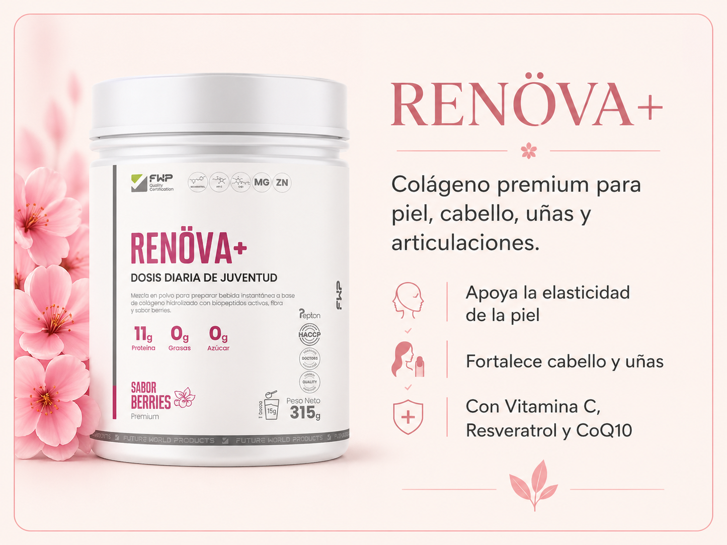 RENÖVA+ Chile | Colágeno Hidrolizado para Piel, Cabello, Uñas y Vitalidad